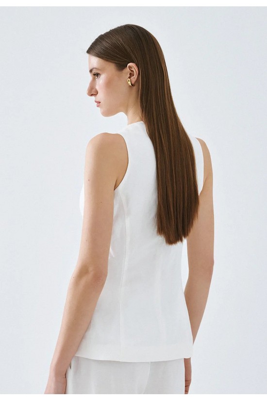 Γυναικείο off white τοπ-γιλέκο με κουμπιά - Access 63-2011