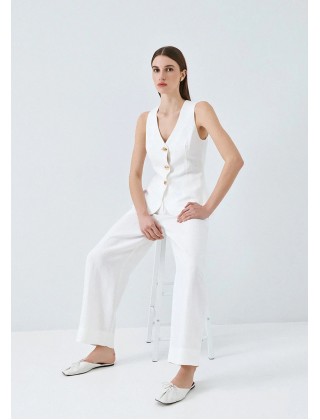 Γυναικείο off white τοπ-γιλέκο με κουμπιά - Access 63-2011