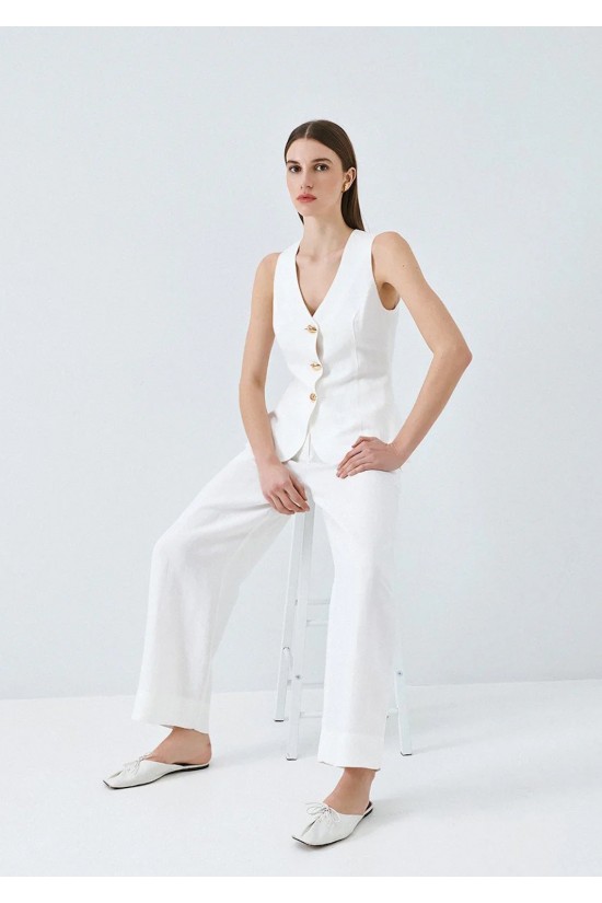 Γυναικείο off white τοπ-γιλέκο με κουμπιά - Access 63-2011