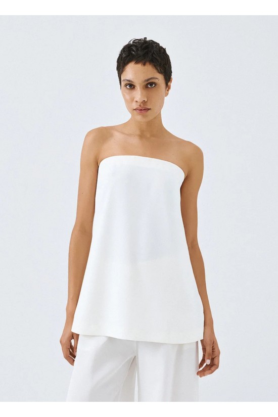 Γυναικείο λευκό στράπλες τοπ - Access 63-2100