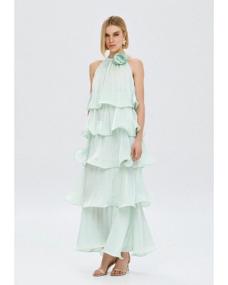 Γυναικείο μάξι φόρεμα halter με βολάν - Spell 63-3324 Γυναικείο μάξι φόρεμα halter με βολάν - Spell 63-3324