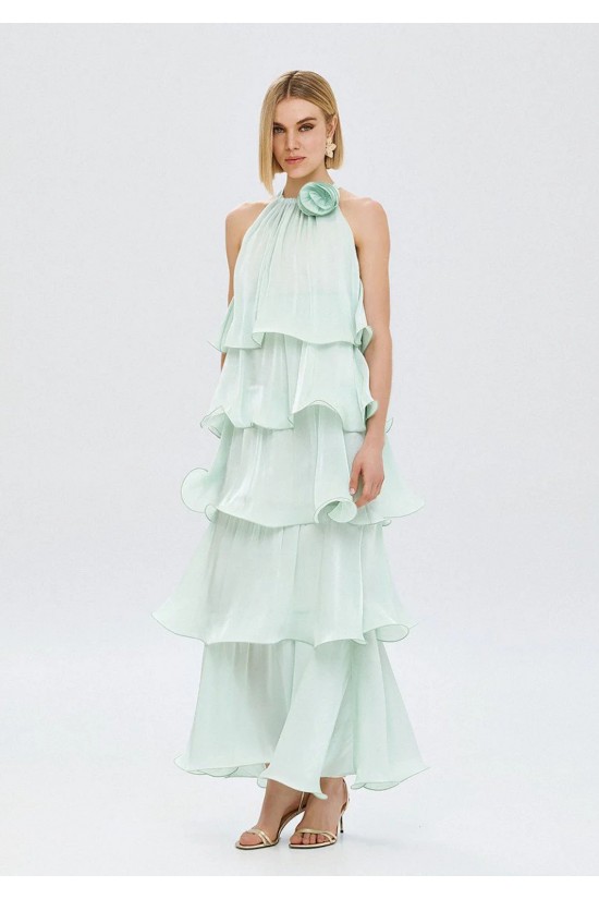 Γυναικείο μάξι φόρεμα halter με βολάν - Spell 63-3324 Γυναικείο μάξι φόρεμα halter με βολάν - Spell 63-3324