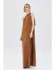 Γυναικείο μάξι καφέ φόρεμα με έναν ώμο - Access 63-3330