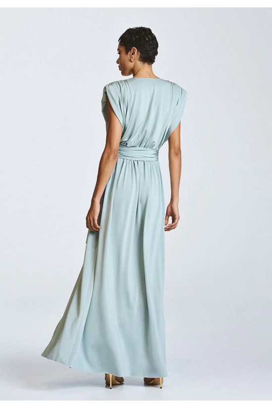 Γυναικείο μάξι κρουαζέ φόρεμα με ζώνη - Access 63-3440