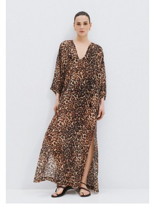 Γυναικείο μάξι λεοπάρ φόρεμα - Access 63-3413