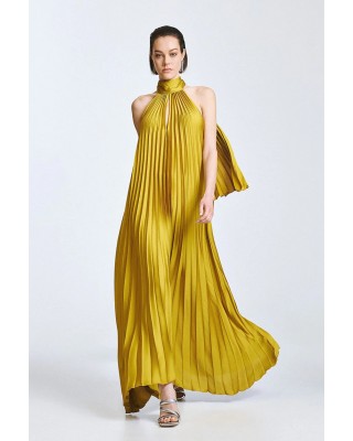 Γυναικείο μάξι πλισέ φόρεμα με ανοιχτή πλάτη - Access 63-3316