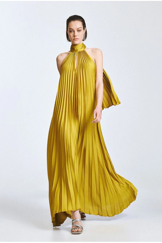 Γυναικείο μάξι πλισέ φόρεμα με ανοιχτή πλάτη - Access 63-3316