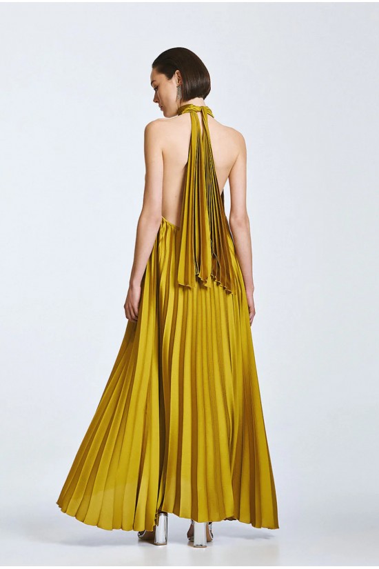 Γυναικείο μάξι πλισέ φόρεμα με ανοιχτή πλάτη - Access 63-3316