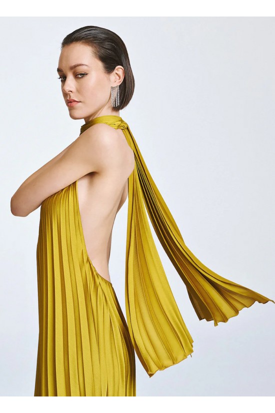 Γυναικείο μάξι πλισέ φόρεμα με ανοιχτή πλάτη - Access 63-3316