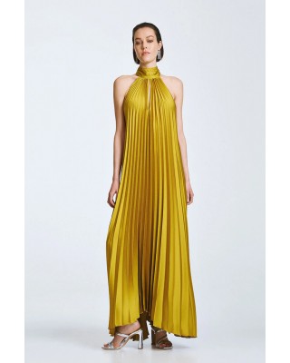 Γυναικείο μάξι πλισέ φόρεμα με ανοιχτή πλάτη - Access 63-3316