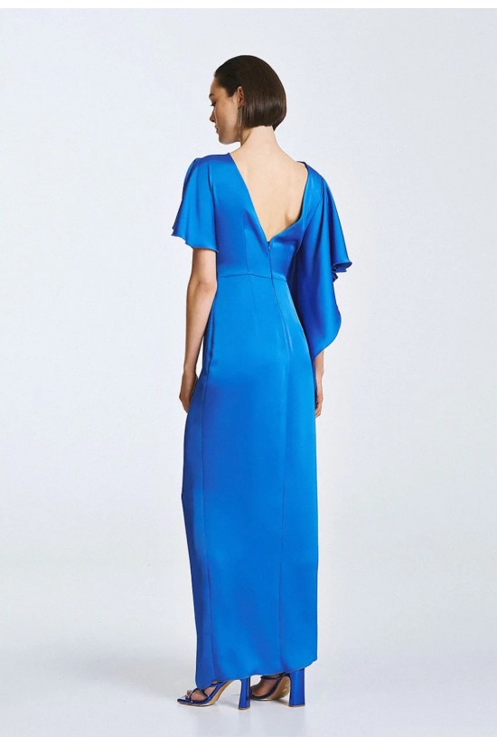 Γυναικείο μάξι σατέν φόρεμα με βολάν - Access 63-3354