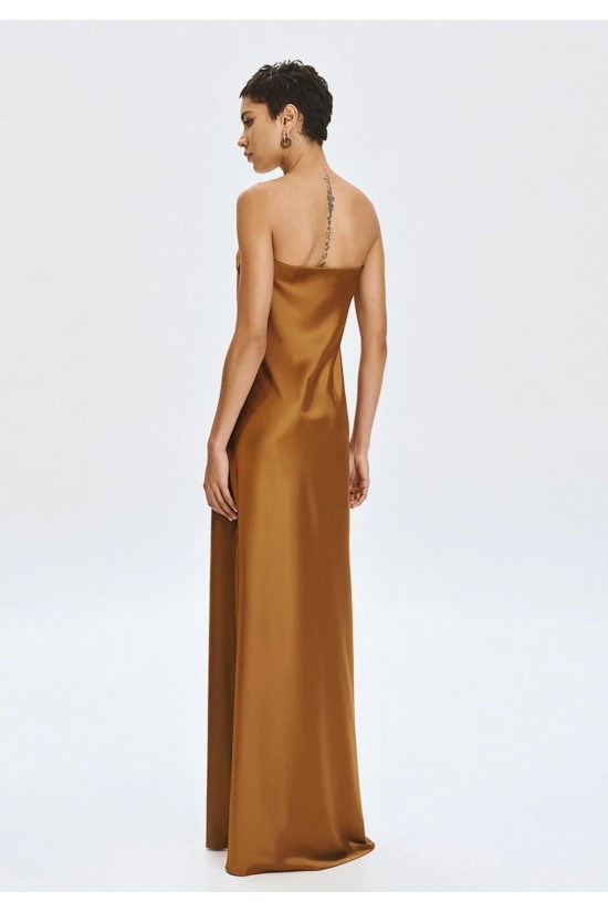 Γυναικείο μάξι σατέν στράπλες φόρεμα - Access 63-3326