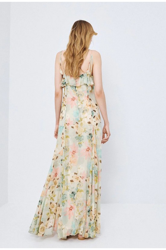 Γυναικείο μάξι φλοράλ φόρεμα με βολάν - Spell 63-3414 Γυναικείο μάξι φλοράλ φόρεμα με βολάν - Spell 63-3414