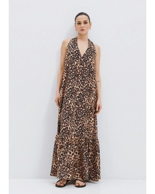 Γυναικείο μάξι λεοπάρ halter φόρεμα - Access 63-3400