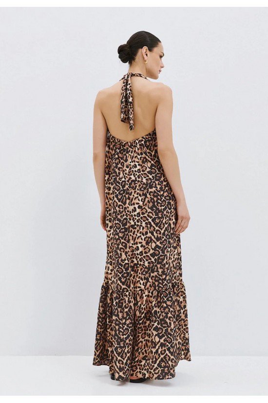 Γυναικείο μάξι λεοπάρ halter φόρεμα - Access 63-3400
