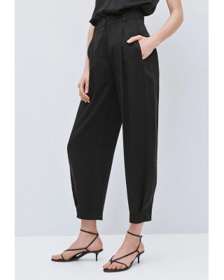 Γυναικείο μαύρο slouchy παντελόνι με πιέτες - Access 63-5154