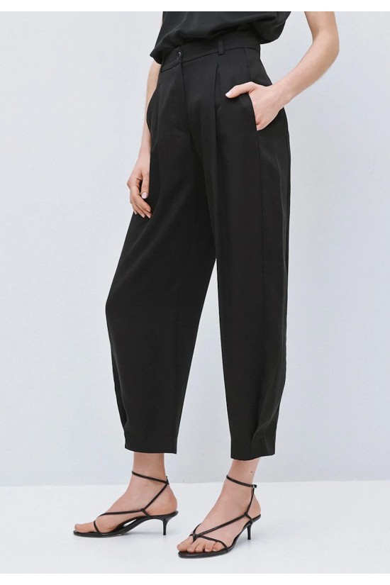 Γυναικείο μαύρο slouchy παντελόνι με πιέτες - Access 63-5154 Γυναικείο μαύρο slouchy παντελόνι με πιέτες - Access 63-5154