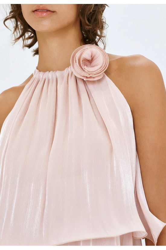 Γυναικείο μίνι φόρεμα με βολάν και λουλούδι - Spell 63-3023 Γυναικείο μίνι φόρεμα με βολάν και λουλούδι - Spell 63-3023