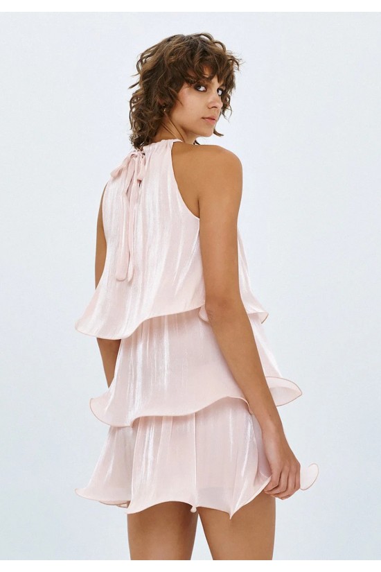 Γυναικείο μίνι φόρεμα με βολάν και λουλούδι - Spell 63-3023 Γυναικείο μίνι φόρεμα με βολάν και λουλούδι - Spell 63-3023