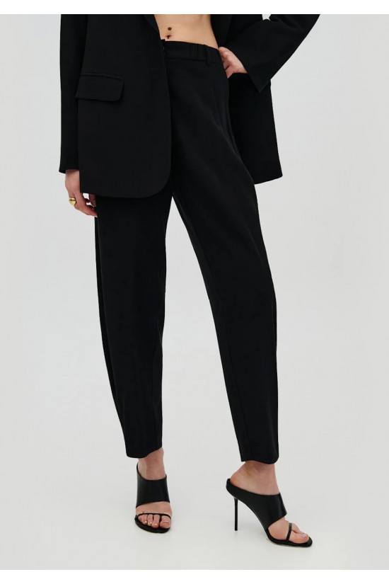 Γυναικείο μαύρο carrot παντελόνι με λάστιχο - Eight 63-5051