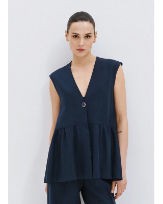 Γυναικείο μαύρο γιλέκο με βολάν - Access 63-2045