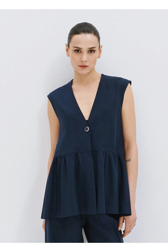 Γυναικείο μαύρο γιλέκο με βολάν - Access 63-2045