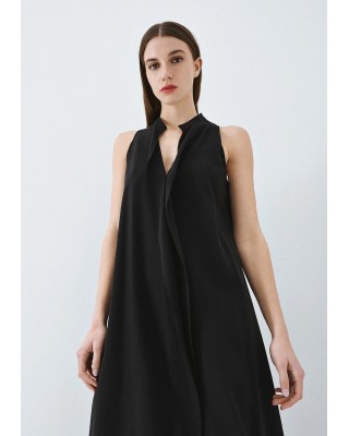 Γυναικείο μίντι μαύρο φόρεμα με βολάν - Eight 63-3321