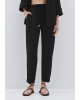 Γυναικείο μαύρο παντελόνι με λάστιχο και ρεβέρ - Access 63-5101 Γυναικείο μαύρο παντελόνι με λάστιχο και ρεβέρ - Access 63-5101