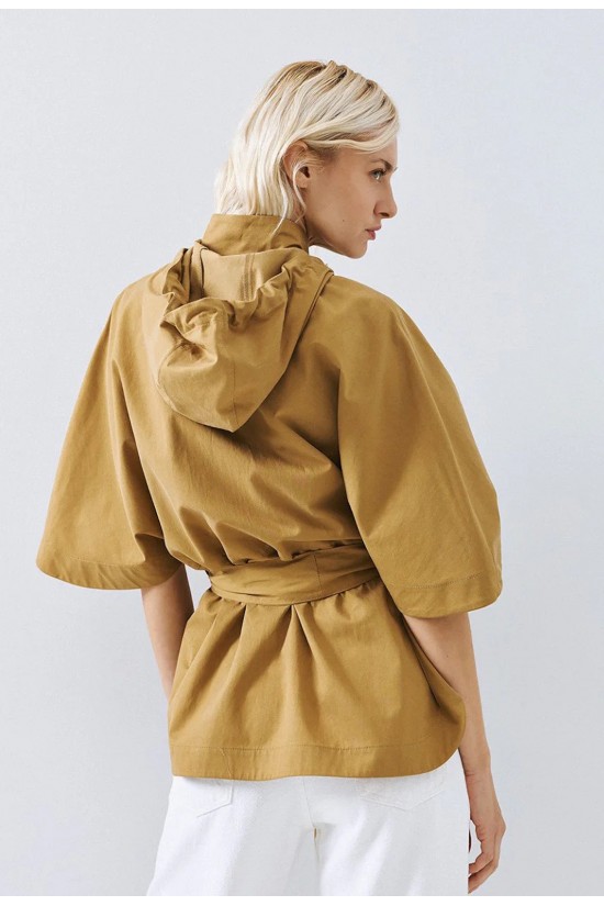 Γυναικείο τζάκετ με κουκούλα και ζώνη - Eight 63-1057