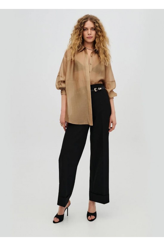 Γυναικείο μπεζ πουκάμισο με διακοσμητικές ραφές - Access 63-7071