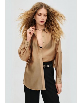 Γυναικείο μπεζ πουκάμισο με διακοσμητικές ραφές - Access 63-7071