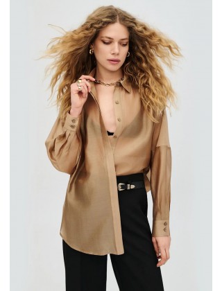 Γυναικείο μπεζ πουκάμισο με διακοσμητικές ραφές - Access 63-7071