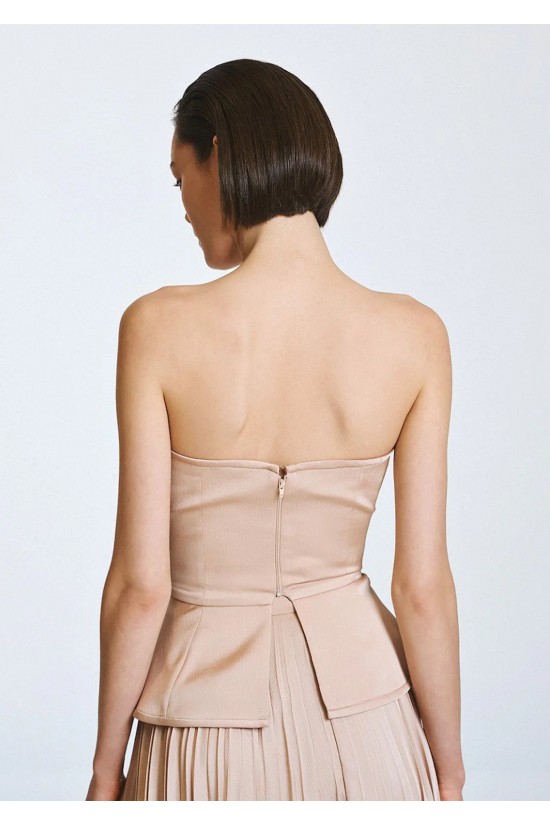 Γυναικείο μπεζ στράπλες τοπ με λουλούδι - Access 63-2042