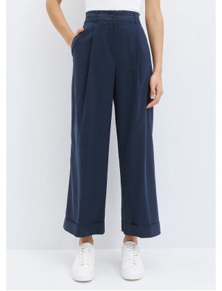 Γυναικείο μπλε παντελόνι με ρεβέρ - Access 63-5046