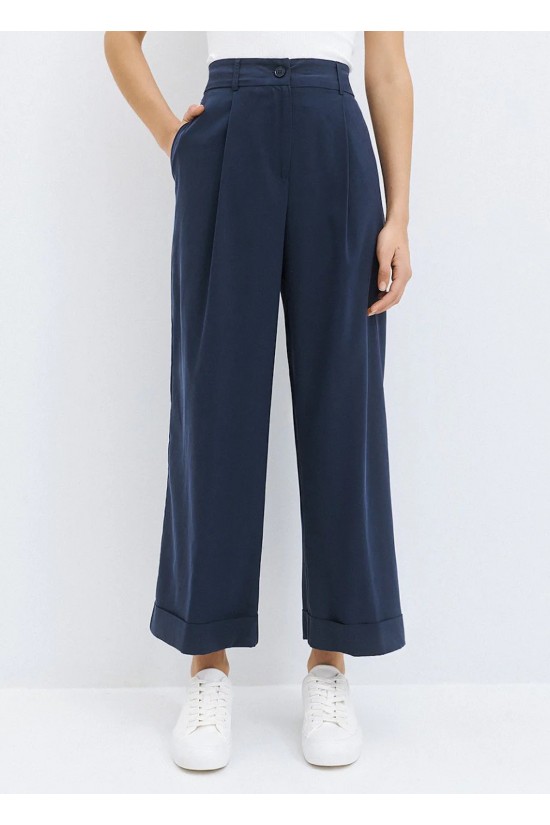 Γυναικείο μπλε παντελόνι με ρεβέρ - Access 63-5046