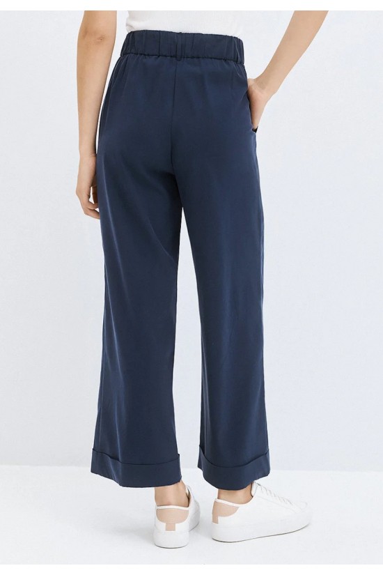 Γυναικείο μπλε παντελόνι με ρεβέρ - Access 63-5046