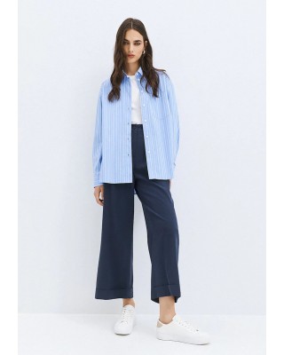 Γυναικείο μπλε παντελόνι με ρεβέρ - Access 63-5046