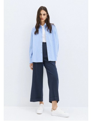 Γυναικείο μπλε παντελόνι με ρεβέρ - Access 63-5046