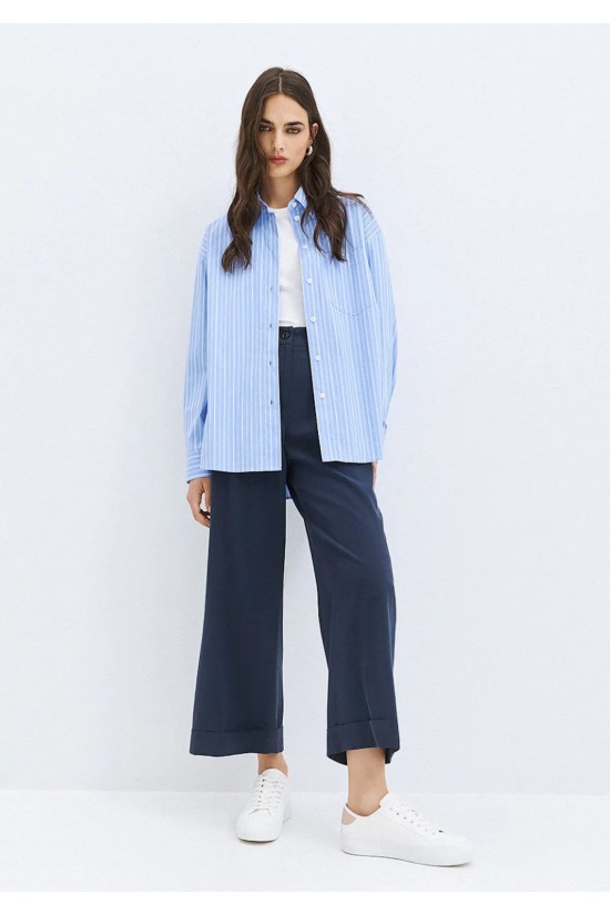 Γυναικείο μπλε παντελόνι με ρεβέρ - Access 63-5046