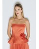 Γυναικείο πορτοκαλί στράπλες τοπ με λουλούδι - Access 63-2042