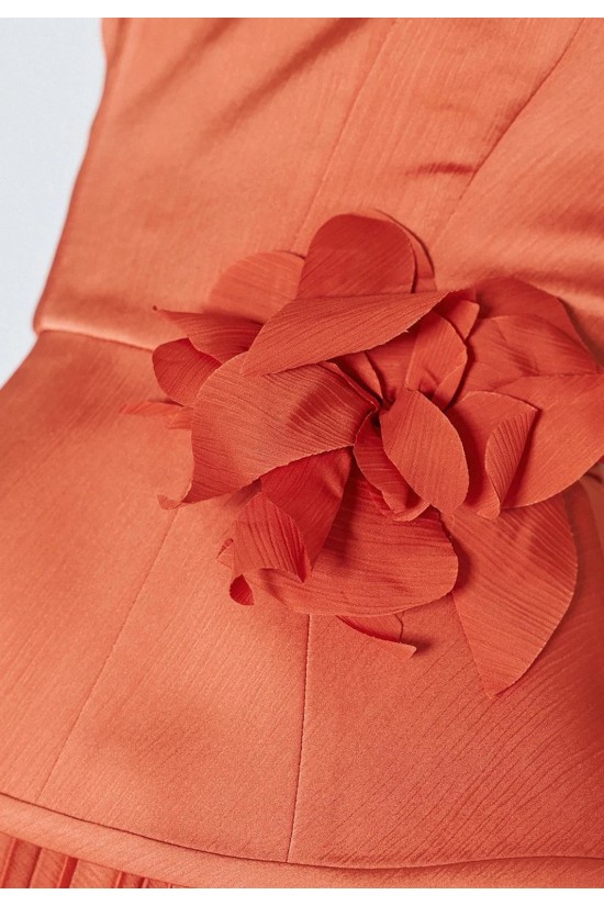 Γυναικείο πορτοκαλί στράπλες τοπ με λουλούδι - Access 63-2042