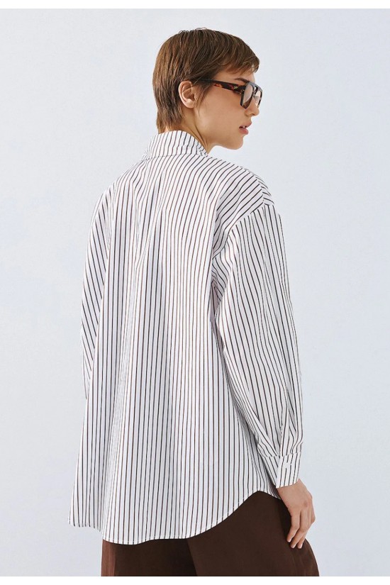 Γυναικείο ριγέ πουκάμισο με κέντημα - Access 63-7034