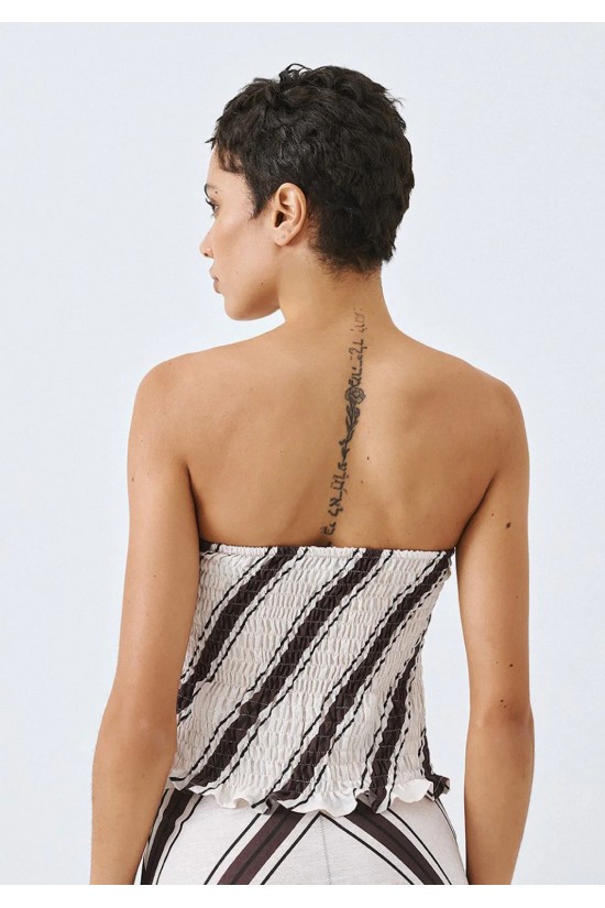 Γυναικείο ριγέ στράπλες τοπ - Eight 63-2173