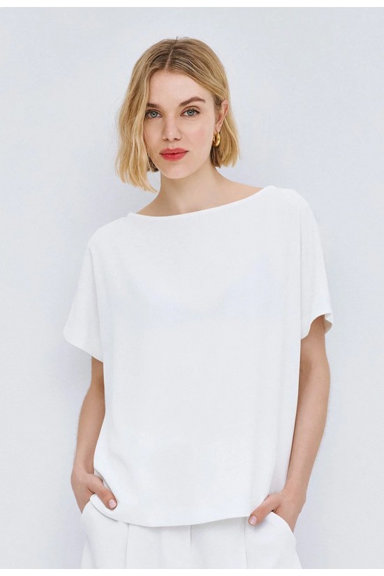 Γυναικεία κοντομάνικη μπλούζα με πιέτα - access 63-2068