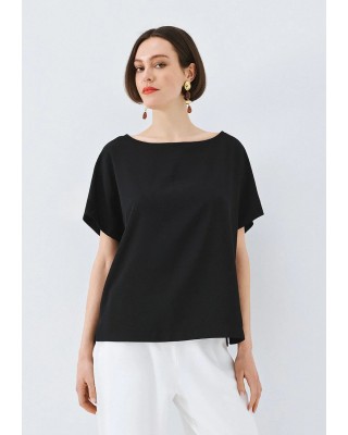 Γυναικεία κοντομάνικη μπλούζα με πιέτα - access 63-2068
