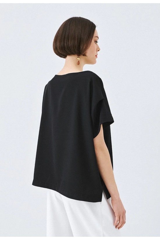 Γυναικεία κοντομάνικη μπλούζα με πιέτα - access 63-2068