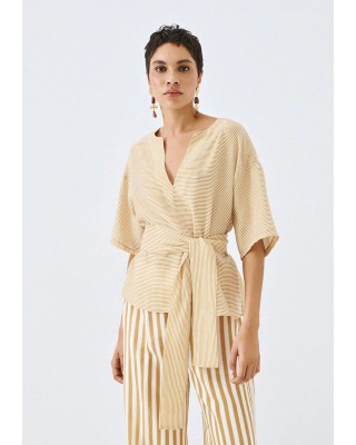 Γυναικεία μπεζ μπλούζα με ρίγες - Access 63-2016 Γυναικεία μπεζ μπλούζα με ρίγες - Access 63-2016