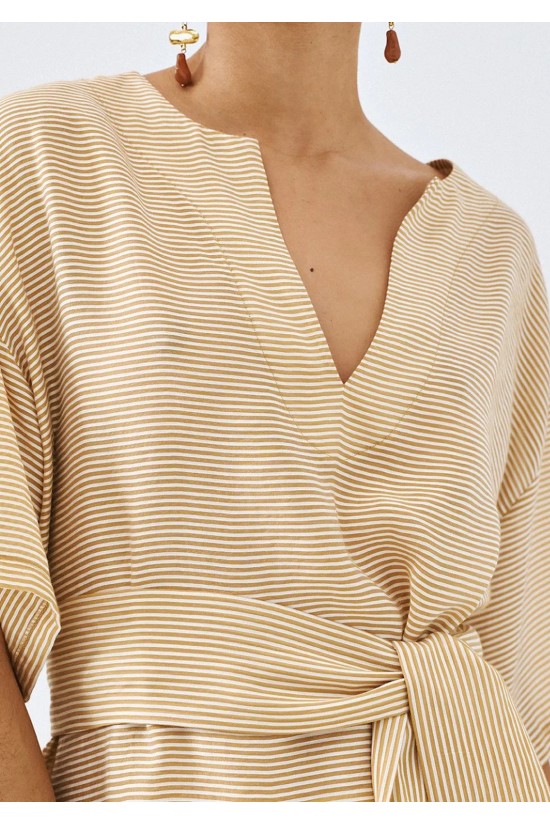 Γυναικεία μπεζ μπλούζα με ρίγες - Access 63-2016