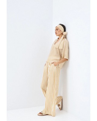 Γυναικεία μπεζ μπλούζα με ρίγες - Access 63-2016