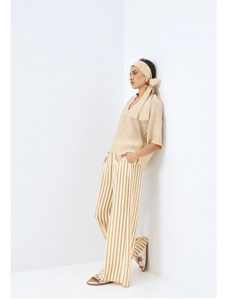 Γυναικεία μπεζ μπλούζα με ρίγες - Access 63-2016